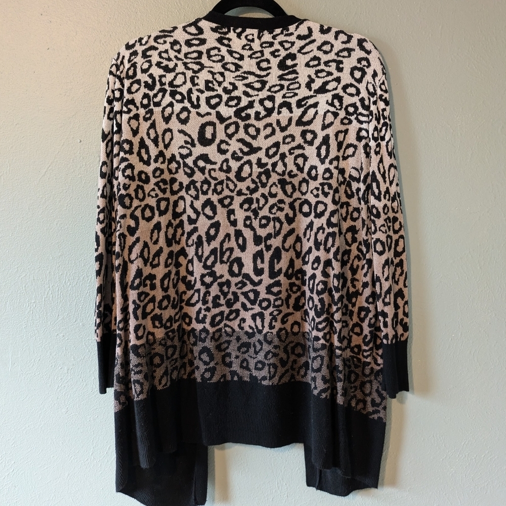 Oliver Leopard Print Multi Color Open Knit Cardig… - image 4